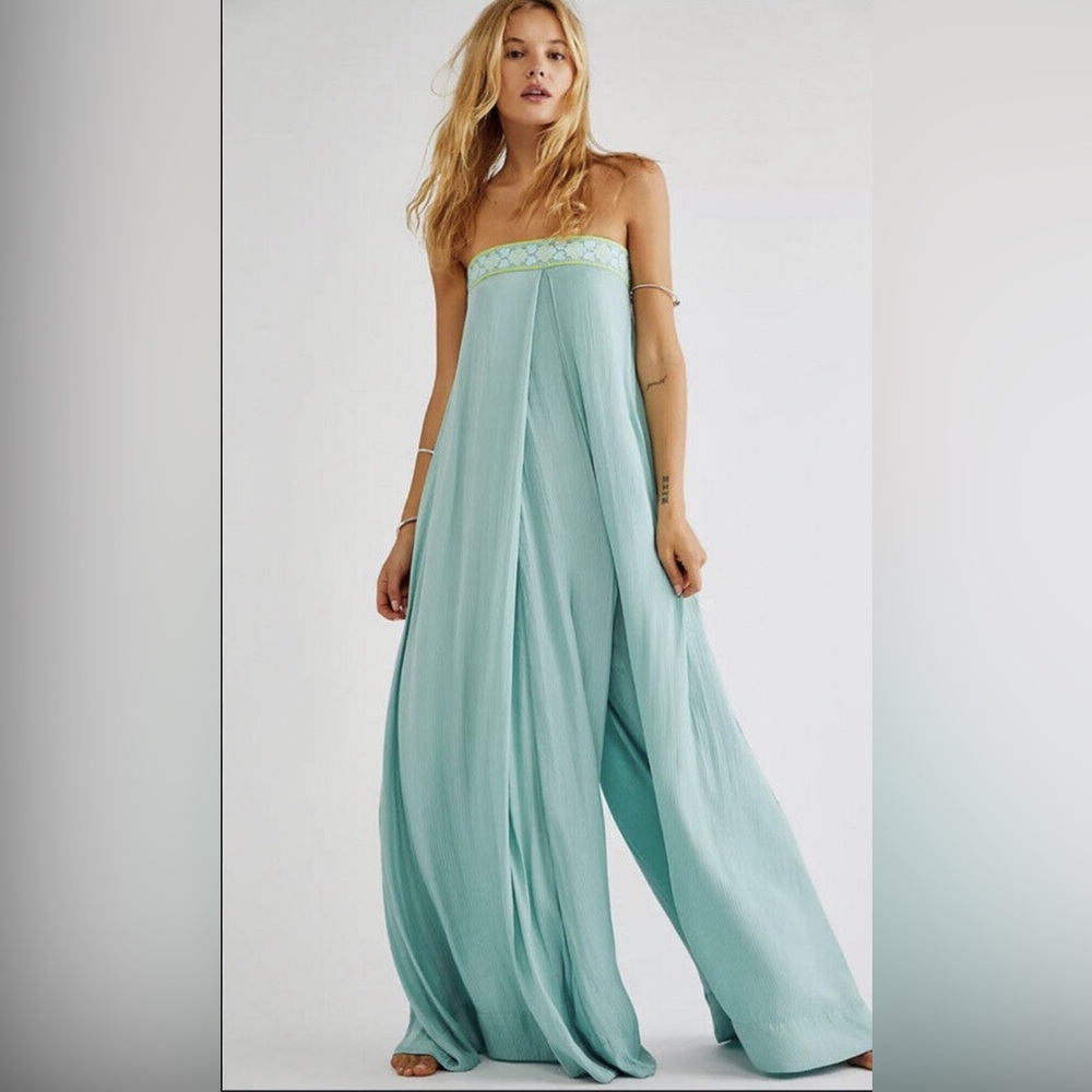 solid serendipity jumpsuit free people blue-sold out!